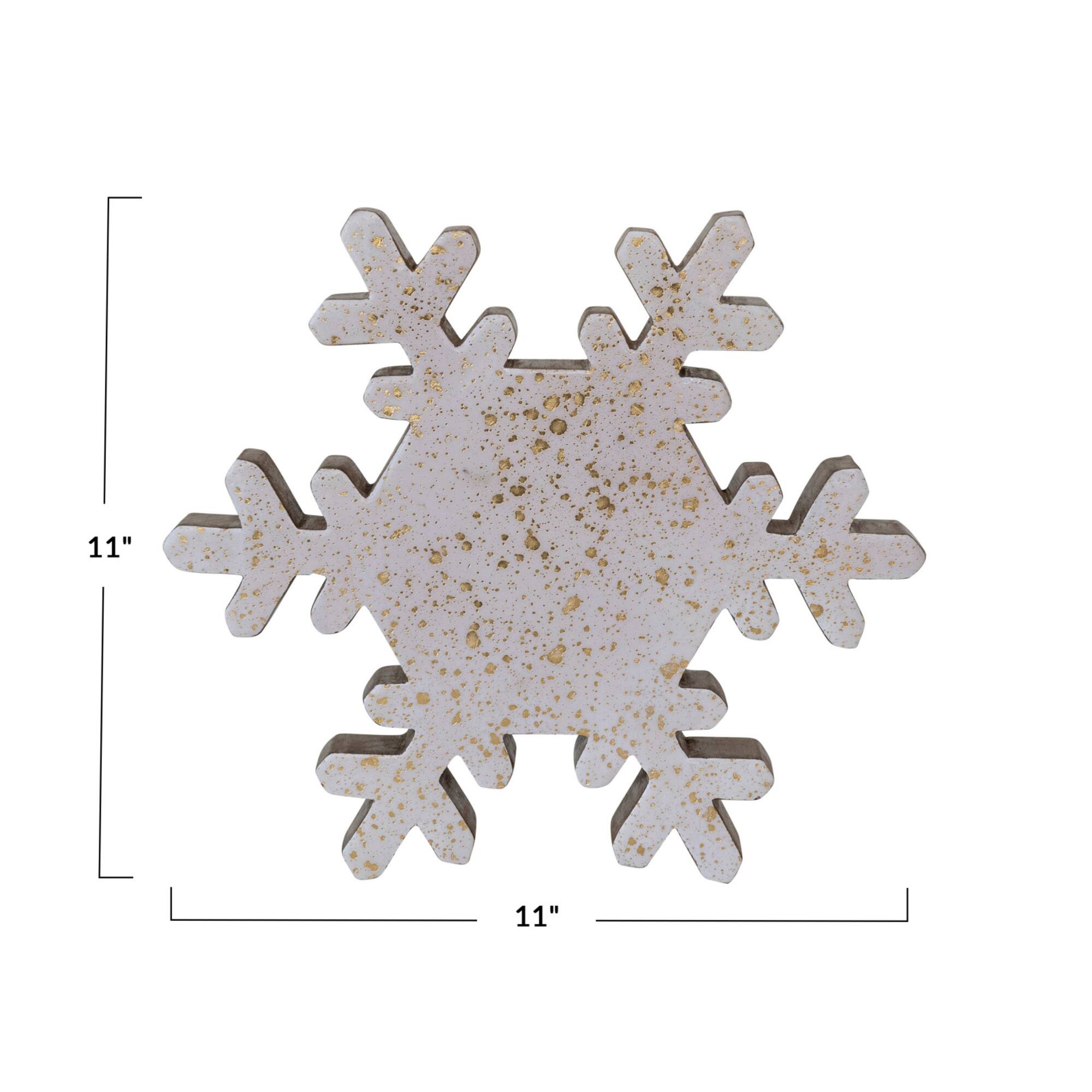 Hello Honey® 11" Cream & Gold Mango Wood Snowflake Accent